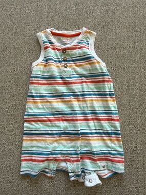 Burt’s Bees Striped Baby Romper in Multicolor